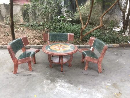 BỘ BÀN GHẾ CONG GRANITO ( ĐỎ XANH )